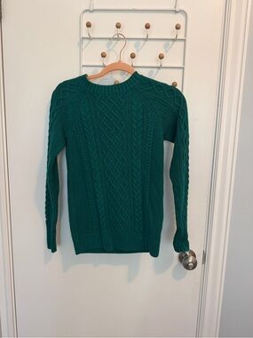 GAP Green Cable Knit Crewneck Sweater